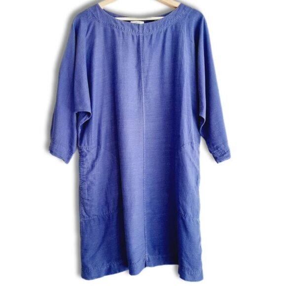 WILFRED | Aritzia Delphine Relaxed Fit Shift Dress w/ Pockets Blue Sz XS Flawed - Picture 1 of 14